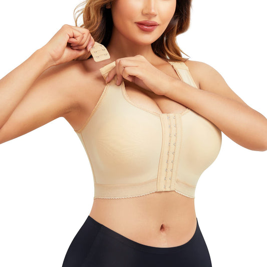 Post Surgery Bra, Front ClosureCompression Bra for BreastAugmentation, Wirefree Shapewearwith Adjustable Straps