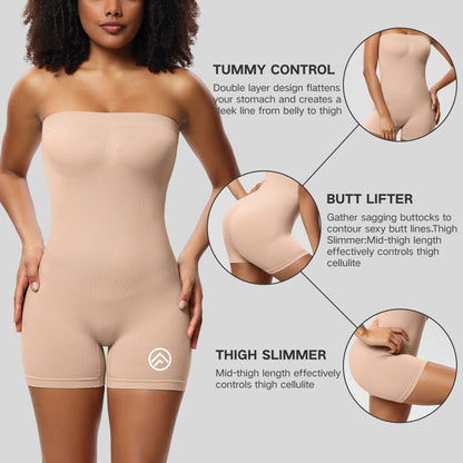 Women's Shapewear Tummy Control Faja Butt Lifter Body Shaper Strapless Seamless Bodysuits with Removable Shoulder Straps Romper