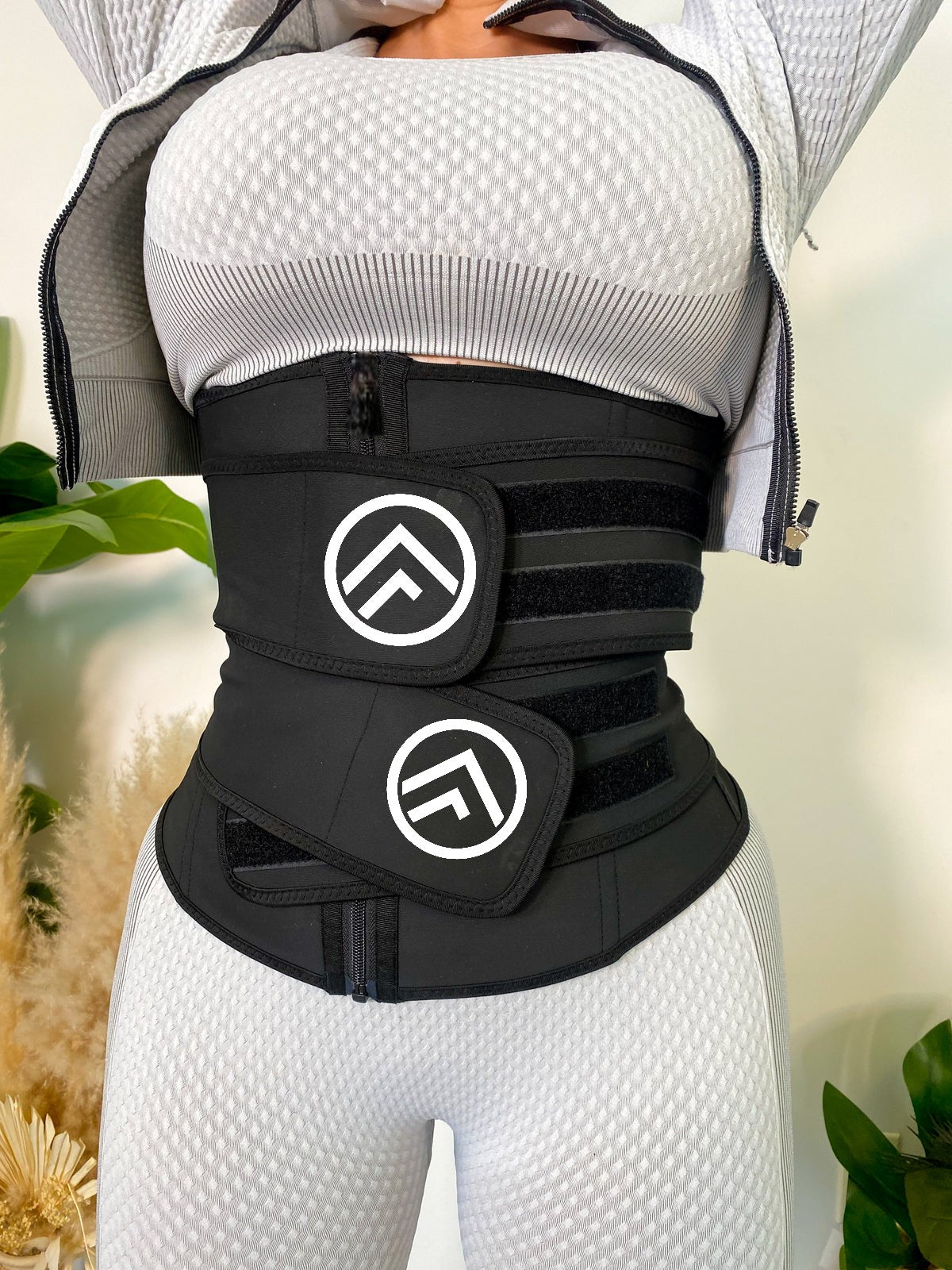 FitnFem Sweat Waist Trainer, Neoprene Workout Corset Cincher Trimmer Shaper Belt - No Roll-Up Solid Double Strap Zipper Waist Trainer Belt Women's Fajas Summer, Custom Neoprene Nylon Shapes Sleek Comfortable Sexy Compression Underwear Workout Lady