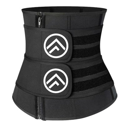 FitnFem Sweat Waist Trainer, Neoprene Workout Corset Cincher Trimmer Shaper Belt - No Roll-Up Solid Double Strap Zipper Waist Trainer Belt Women's Fajas Summer, Custom Neoprene Nylon Shapes Sleek Comfortable Sexy Compression Underwear Workout Lady