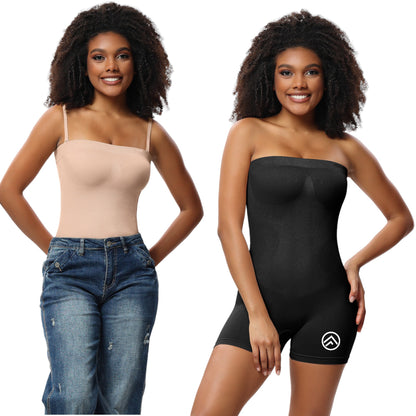 Women's Shapewear Tummy Control Faja Butt Lifter Body Shaper Strapless Seamless Bodysuits with Removable Shoulder Straps Romper