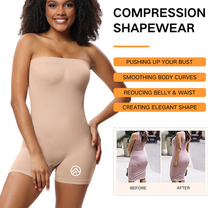 Women's Shapewear Tummy Control Faja Butt Lifter Body Shaper Strapless Seamless Bodysuits with Removable Shoulder Straps Romper