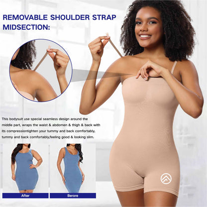 Women's Shapewear Tummy Control Faja Butt Lifter Body Shaper Strapless Seamless Bodysuits with Removable Shoulder Straps Romper